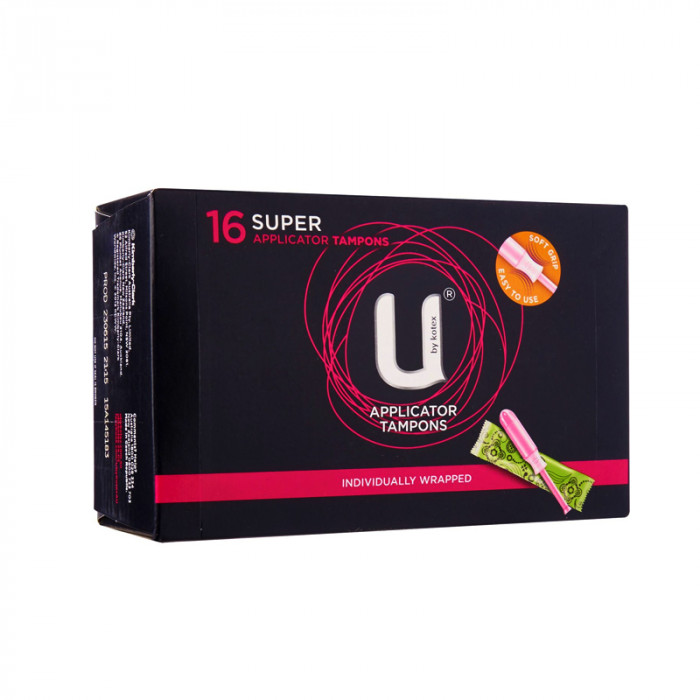 U by Kotex Applicator Tampons Super 16's Pads Case