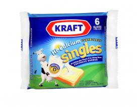 Kraft Hi-Calcium Singles Cheddar Cheese 6 Slices - Carton