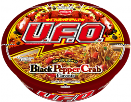 Nissin UFO Fried Ramen Black Pepper Crab Noodles - Carton